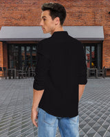 1 x RAW Customer Returns LVCBL Men s Shirt Long Sleeve Regular Fit Cotton Casual Shirt Shirts Men Black M - RRP €23.98