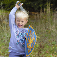 1 x RAW Customer Returns Liontouch - Noble Knight Sword and Shield, Blue Medieval Foam Play Set for Children with Golden Lion Theme Safe Weapons and Battle Armor for Disguises and Costumes - RRP €30.24