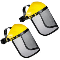 1 x RAW Customer Returns Hestya 2 Safety Face Protection Helmets Adjustable Hard Hat with Visor Chainsaw Helmet Grass Trimmer Face Protection Face Shield Forestry Hat for Gardening Logging Lawn Yellow  - RRP €22.62