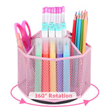 1 x RAW Customer Returns POPRUN children s pencil holder, desk organizer, rotating pencil case made of metal wire suitable for school and office pink  - RRP €22.27