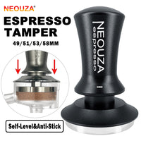 1 x RAW Customer Returns NEOUZA Espresso Tamper Spring Loaded for Coffee Machine Accessories, Non-Stick Coating, Self-Leveling, Refined Handle, Flat Bottom Stainless Steel 58mm, Matte Black  - RRP €27.45