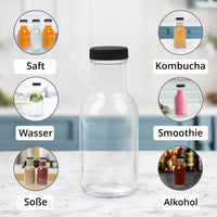 1 x RAW Customer Returns Winter Shore 235ml Small Glass Bottles to Fill with Lids 12 Pack - Reusable Smoothie Bottle for Hot Cold Drinks - Juice, Liquor Milk Bottle - Shatterproof, Dishwasher Safe - RRP €26.99