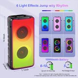 1 x RAW Customer Returns Bluetooth Speaker, 60W Portable Wireless Stereo Speaker High Volume with Rich Bass, Bluetooth 5.0, Colorful Lights, 10000mAh Battery, Outdoor Speaker for Home Party Gifts - RRP €69.98