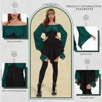 1 x RAW Customer Returns Ulikey women s medieval dress, traditional Irish dress costume for women, gothic dress for women, Renaissance elf costume with elf ears, hair accessories, over-the-knee socks for carnival costume cosplay - RRP €37.04