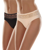 1 x RAW Customer Returns Merry Style Women s Briefs MSGAB21 2Pack Black Beige, 40 Manufacturer Size L  - RRP €26.21