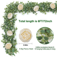 1 x RAW Customer Returns SHACOS 6FT 185cm Artificial Flower Garland Champagne Artificial Flower Garland Rose Garland Peonies Eucalyptus Hanging Garland for Wedding, Decoration, Party - RRP €18.29