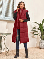 1 x RAW Customer Returns YBENLOVER Women s Long Vest Stand-Up Collar Quilted Vest Winter Warm Zip Puffer Jacket with Hood Coats Outwear S, Wine Red  - RRP €34.4