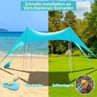 1 x RAW Customer Returns Beach tent UV protection riggoo sun tent awning beach tent 3 3m comfort outdoor shade for camping trips, fishing, backyard fun or picnics - RRP €100.73