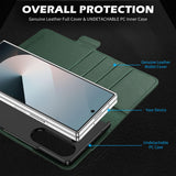 1 x RAW Customer Returns SHIELDON Case for Galaxy Z Fold 6 Genuine Leather Cell Phone Case S Pen Holder RFID Blocker Card Slot Magnet Stand PC Protective Case 5G Folding Case Compatible with Galaxy Z Fold6 7.6 - Midnight Green - RRP €39.99