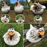 1 x RAW Customer Returns Hopeful 3pcs Ceramic Chicken Garden Ornaments Resin Material Garden Garden Ornaments - RRP €29.99