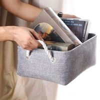 3 x Brand New 2 Piece Fabric Storage Basket Foldable with Handles Clothes Toy Organizer Bedroom Small Grey  - RRP €68.4