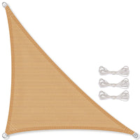 1 x RAW Customer Returns CelinaSun sun sail including fastening ropes Premium HDPE weatherproof breathable triangle right-angled 5 x 5 x 7.1 m sand beige - RRP €47.42