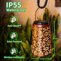 1 x RAW Customer Returns JSOT 2PCS Solar LED Lanterns Outdoor Garden Decoration Metal Outdoor Lighting Outdoor Lighting IP55 Waterproof Lanterns for B - RRP €24.64