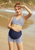 1 x RAW Customer Returns Maacie Maternity Tankini Swimsuits Tankini Top Bikini Top Boyshorts Set 3 Pieces - RRP €33.17