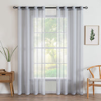 1 x RAW Customer Returns MIULEE Set of 2 Sheer Voile Curtains with Eyelets Transparent Curtain Made of Voile Polyester Eyelet Curtain Transparent Living Room Airy Decorative Curtain for Bedroom 140 X 235 cm W x H , Grommet Top Gray - RRP €32.19