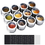 1 x RAW Customer Returns SZILBZ Spice Jars 12 Set, Stainless Steel Transparent Top BBQ Spice Jar Magnetic Storage Jars Stick on Refrigerator and Grill, with 120 Spice Stickers - RRP €19.15