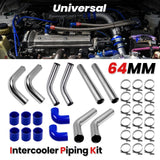 1 x RAW Customer Returns maXpeedingrods Universal 2.5 Inch Aluminum Intercooler Turbo Piping Kits Pipe Intercooler Piping Pipe Kit Coupler Blue T-Bolt, universal intercooler - RRP €142.98