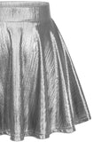 1 x RAW Customer Returns DRESSTELLS Women s Glitter Sequin Skirt Mini Skater Skirts Versatile A-Line Basic Stretchy Mini Skirt Slilver XL - RRP €17.94