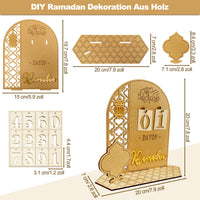 7 x Brand New Ramadan calendar made of wood, 30 day countdown DIY Ramadan calendar for children, elegant Ramadan Advent calendar Eid Mubarak, Ramadan decorative calendar for home - RRP €42.28