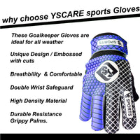 19 x Brand New YSCARE Soccer Goalkeeper Gloves for Boys Kids Children Adult Football Goalkeeper Gloves Protection Super Grip Palms for Junior Practice Blue, 8  - RRP €191.33