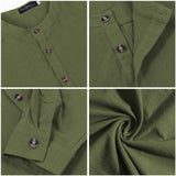 1 x RAW Customer Returns YAOBAOLE Linen Shirt Men Long Sleeve Shirt Button-down Casual Shirts Shirt Army Green L - RRP €25.19