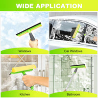 1 x RAW Customer Returns 160cm 63 Telescopic Window Squeegee Window Cleaner Kit 2 in 1 Squeegee Brush with Silica Squeegee Sponges Professional Glass Cleaning for Interior and Exterior Windows Glass Shower, Without Traces - RRP €18.61