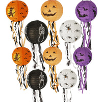 2 x Brand New 5pcs Halloween paper lanterns, foldable Halloween decoration lanterns with tassels, scary paper lanterns for Halloween party decoration 20 30cm  - RRP €40.8