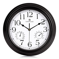 1 x RAW Customer Returns Lafocuse Black Grey Wall Clock with Temperature and Humidity Display, Vintage Wall Clock Without Ticking Noise for Kitchen Living Room Bedroom 30cm - RRP €23.88