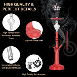 1 x RAW Customer Returns NOBLE HOOKAH 77cm Shisha Set Completely made of aluminum tube with 1 connection and complete shisha accessories - Shisha head, beautiful glass vase, molasses catcher, 1 hose and handle red  - RRP €66.0