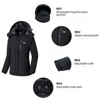 1 x RAW Customer Returns Wantdo Winter Warm Ski Jacket Snow Coat Hooded Pad Waterproof Snowboard Parka Mountain Jacket Women Black New M - RRP €82.99