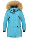 1 x RAW Customer Returns ZSHOW Girls Winter Cotton Padded Coat Water Repellent Outdoor Jacket Faux Fur Hooded Coats Warm Fleece Jackets Blue 152-158 - RRP €66.99