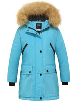 1 x Brand New ZSHOW Girls Winter Cotton Padded Coat Water Repellent Outdoor Jacket Faux Fur Hooded Coats Warm Fleece Jackets Blue 116-122 - RRP €66.99