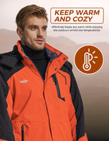 1 x Brand New Wantdo Men s Mountain Ski Jacket Warm Winter Fleece Coat Waterproof Breathable Jacket Outdoor Hooded Windbreaker Jackets Orange S - RRP €81.84