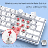 1 x RAW Customer Returns TMKB T61SE Gaming Mechanical Keyboard with German QWERTZ Layout, Red Switches, White - RRP €37.3