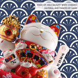 1 x RAW Customer Returns caapmony 7 Ceramic Waving Cat Maneki Ornament Feng Shui Decoration Swing Cat,B - RRP €29.64