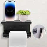 3 x Brand New Toilet paper holder, toilet paper holder roll holder with 2 adhesive hooks, toilet paper holder with shelf, wall-mounted toilet roll holder for kitchen and bathroom black - RRP €16.92