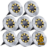 1 x RAW Customer Returns Solar Garden Floor Light, 8 LED Solar Lamp Outdoor Light, IP65 Waterproof Garden Lights, Solar Light for Walkways, Lawns, Step Decks, Driveway, Fences, Patio, Landscape Warm White, 8 Pack  - RRP €23.59