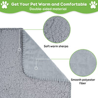 1 x Brand New Pawque Dog Blanket, Washable Dog Blanket for Small, Medium Dogs and Cats, Sherpa Pet Blanket with Protection for Sofa, Car and Bed - Soft, Fluffy and Warm Dog Blankets, 130 150cm, Gray - RRP €33.26