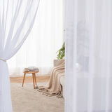 1 x RAW Customer Returns MIULEE Set of 2 Sheer Voile Curtains with Eyelets Transparent Curtains Made of Voile Polyester Eyelet Curtain Transparent Living Room Airy Decorative Curtain for Bedroom 140 X 245 cm W x H , Grommet Top White - RRP €26.78