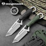 1 x RAW Customer Returns DRACHENADER Neck Knife Tanto knife fixed small full tang outdoor mini knife with plastic sheath - RRP €11.06