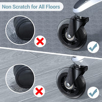 1 x RAW Customer Returns Office chair castors 11mm x 22mm, set of 5 hard floor castors for office chairs, super quiet and soft rubber office chair castors for hard floors, parquet, carpet, laminate and tiles, black - RRP €21.99