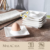 1 x RAW Customer Returns MALACASA, Flora series, 6-piece egg cup set, cream-white porcelain egg cup with shelf, egg stand for every breakfast table, ceramic egg cup holder, 11.5x11.5x2.6cm - RRP €23.99