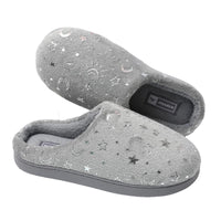 1 x RAW Customer Returns JOMIX Women s Plush House Slippers Slippers with Star and Moon Print Soft Plush Comfortable Winter Autumn Indoor Outdoor Light Grey, 38  - RRP €18.64