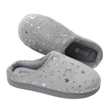 1 x RAW Customer Returns JOMIX Women s Plush House Slippers Slippers with Star and Moon Print Soft Plush Comfortable Winter Autumn Indoor Outdoor Light Grey, 37  - RRP €18.62