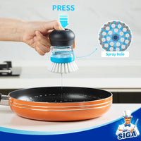 1 x RAW Customer Returns MR.SIGA Soap Dispensing Palm Brush, Kitchen Brush for Sink Cleaning, Pack of 1, Navy Blue Blue - RRP €8.11