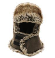 1 x Brand New Heavyoff Unisex Faux Leather Balaclava Faux Fur Aviator Hat Warm Winter Hat Windproof Trapper Hat Brown Large - RRP €39.95