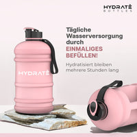 12 x Brand New HYDRATE XL - BPA Free Gym Water Bottle with Snap Cap - Leak Proof - Matte Pink - Bottle with Extra Strong Material - 2.2 Liter - RRP €239.88