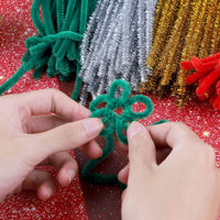 4 x Brand New Pipe cleaners, 100 pieces pipe cleaners chenille wire Christmas glitter pipe cleaners 30 cm assorted colors chenille stems craft pipe cleaners for crafting DIY projects Christmas decoration - RRP €48.4