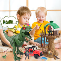 2 x Brand New Tacobear Large Dinosaur Toy Electronic T-Rex with Sounds and Glowing Eyes, Jungle Dino Station Action Figures Dino Figures Jeep, Dinosaur Gift Children Boy 4 5 6-8 Years - RRP €24.2