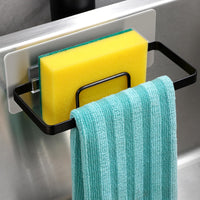 1 x RAW Customer Returns YIGII Sponge Holder Kitchen - Dishcloth Holder Self-Adhesive, Kitchen Sink Organizer Dishcloth Holder, 2 in 1 Kitchen Drain Rack Sink for Sponge, Brush, Sink Plug and Rag, Black - RRP €8.99